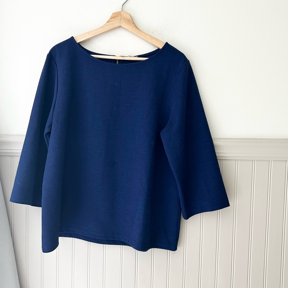 Chico's Large 3/4 Sleeve Deep Blue Blouse